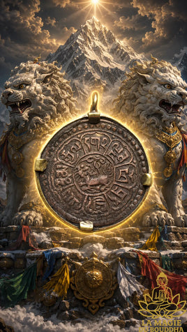 Pièce tibétaine ancienne 1 Sho du Tibet libre montée en pendentif La Magie du Bouddha.