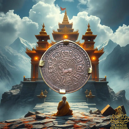 Pièce tibétaine ancienne 1 Sho du Tibet libre montée en pendentif La Magie du Bouddha.