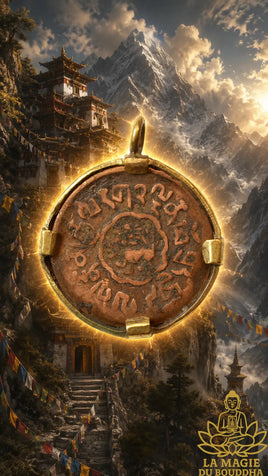 Ancienne monnaie tibétaine de 5 Skar montée en pendentif La Magie du Bouddha.