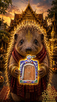 Amulette Phra Somdej Nak Prok de Luang Phor Thong Gleung (vers 1995) – Épine sacrée de porc-épic – Wat Chedi Hoi
