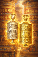 Pendentifs moulins à prières artisanaux en métal repoussé, disponibles en argent et or La Magie du Bouddha.