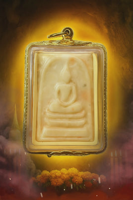 🪷 Amulette Phra Somdej en pierre relique Hin Phratat – Wat Phrom Nimit (Kanchanaburi, 2001)