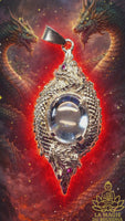 Nagas pendant in silver and translucent naga crystal sacred Thai talisman