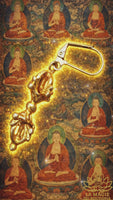 Gold-plated metal dorje vajra earring, sacred Tibetan jewelry