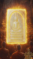 Thai Phra Somdej stone amulet Hin Phratat relics - Wat Pracha Satatham. 