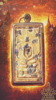 Old Phra Somdej amulet with sacred red Phratat crystals (with yant on the reverse)
