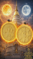 Large Jatukham Rammathep Maha Choklap Roon Abhimaha Amnat Trimurti Amulet - Wat Tham Wang Hin