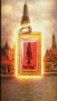 Ancient Sunday Buddha amulet with three Takut consecrated around 1970 by Phrakru Ophat Nawakit of Wat Ban Mai