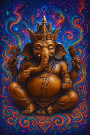 Statue indonésienne de Ganesh en bois précieux – Artisanat sacré d’Asie du Sud-Est La Magie du Bouddha.