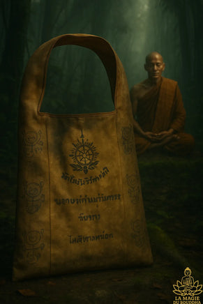 Sac de moine ancien du Wat Kositaram – Yant manuscrits de Luang Phor Kuay La Magie du Bouddha.