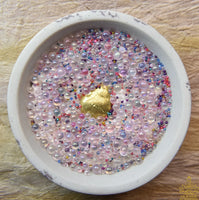 Multicolored Sarira Relic Beads in Benjarong Pot with Sacred Metal Fragment