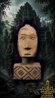 Sculpture indonésienne ancienne en bois - Visage tribal La Magie du Bouddha.