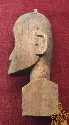 Sculpture indonésienne ancienne en bois - Visage tribal La Magie du Bouddha.