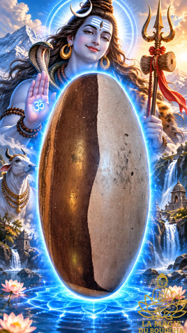 Shiva Lingam bicolore et tigré en pierre naturelle de 5,5 kg La Magie du Bouddha.