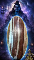 Shiva Lingam sacred stone from the Narmada River with marbled patterns