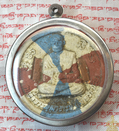 Grande amulette tricolore de Somdej Toh Phrommarangsi bénie en 2007 La Magie du Bouddha.