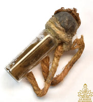 Flacon rituel ancien vaudou Thaï avec figurine humanoïde en cire - OBJET UNIQUE