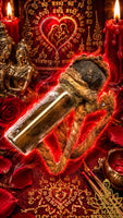 Flacon rituel ancien vaudou Thaï avec figurine humanoïde en cire - OBJET UNIQUE