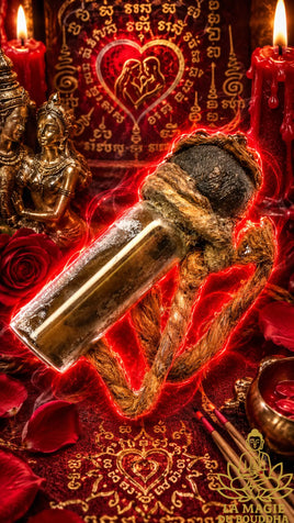 Flacon rituel ancien vaudou Thaï avec figurine humanoïde en cire - OBJET UNIQUE La Magie du Bouddha.