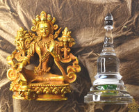 Sacred Lot of the Protector Green Tara – Gilded Bronze Statuette and Ringsel Relic Chorten