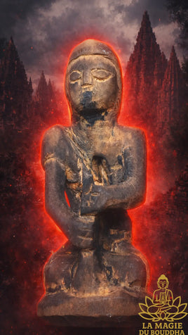 Statuette ancestrale primitive en bois de Sulawesi ancienne figure rituelle indonésienne La Magie du Bouddha.