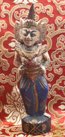 Apsara balinaise en bois peint – Statuette artisanale fin XXe siècle La Magie du Bouddha.