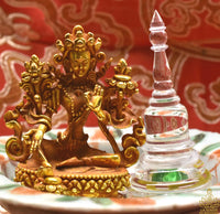 Sacred Lot of the Protector Green Tara – Gilded Bronze Statuette and Ringsel Relic Chorten
