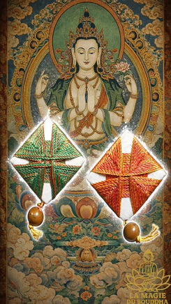 Amulette Tibétaine Sungkhor de Chenrezi Avalokiteshvara La Magie du Bouddha.