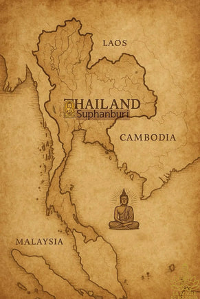 Rare amulette ancienne Phra Khunpaen du Wat Ban Krang Suphanburi dans reliquaire ancien en laiton repoussé La Magie du Bouddha.