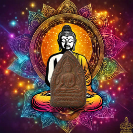 Ancienne tablette votive du Bouddha en terre cuite rouge sombre – Nord de la Thaïlande (Chiang Rai)