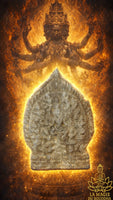 Tablette votive khmère ancienne de Hévajra en métal gris La Magie du Bouddha.