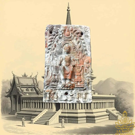 🙏🏽 Ancienne tablette votive bouddhiste Dvaravati en métal gris - Wat Phra Pathom Chedi La Magie du Bouddha.