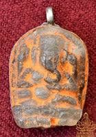 Ancient Nepalese Ganesh amulet in translucent glass paste and sacred Sidhur paste