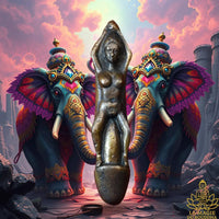 Grand talisman Palat Kick érotique ancien en cuivre avec femme nue La Magie du Bouddha.