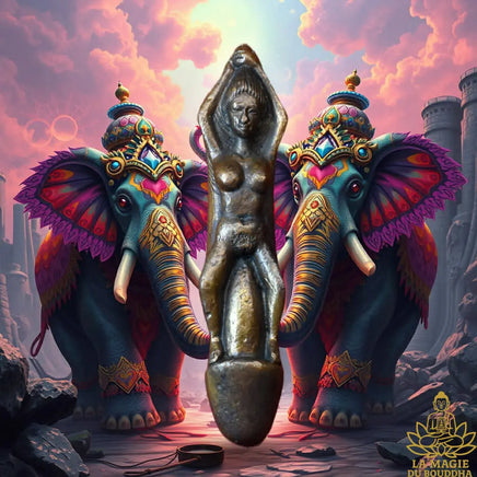 Grand talisman Palat Kick érotique ancien en cuivre avec femme nue La Magie du Bouddha.
