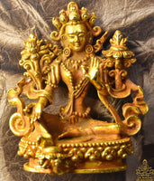 Sacred Lot of the Protector Green Tara – Gilded Bronze Statuette and Ringsel Relic Chorten