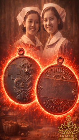 Médaille ancienne de la Croix Rouge du Siam de troisième classe en bronze (années 1950 / 1960) La Magie du Bouddha.