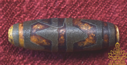 Perle Dzi tibétaine ancienne peau de tigre - Pour protection, courage et force La Magie du Bouddha.