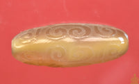 Perle Dzi artisanale récente Agate translucide – Motifs chinois stylisés La Magie du Bouddha.