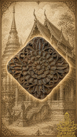 Tablette votive mandala floral de style Lanna La Magie du Bouddha.