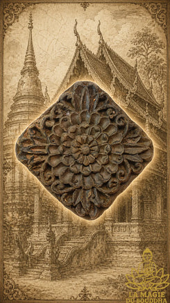 Tablette votive mandala floral de style Lanna La Magie du Bouddha.