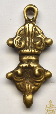 Pendentif artisanal tibétain Dorje en bronze ancien La Magie du Bouddha.