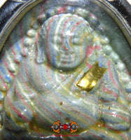 Beautiful multi-colored amulet of the fortune Buddha Phra Sanghajai - Wat Phrom Thammanimit.