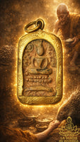 Rare amulette ancienne Bouddha sur porc épic - Très Vénérable Luang Phor Parn du Wat Bang Nom Kho La Magie du Bouddha.