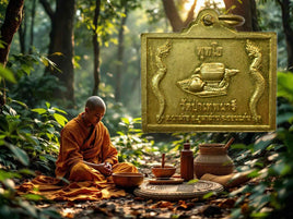 🪙 Médaille bénie du Wat Pa Thepnari (Nakhon Ratchasima) – Avec Khata protecteur