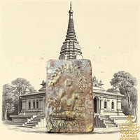 ☸ Ancienne tablette votive bouddhiste Dvaravati en terre cuite - Wat Phra Pathom Chedi La Magie du Bouddha.