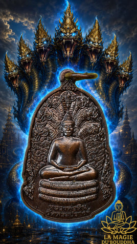 Médaille Phra Naphok (Roon Samon Dok) – Vénérable Luang Phor Hin du Wat Phra Prang La Magie du Bouddha.