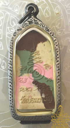 Amulette multicolore Phra Siwali Mahālap - Phra Ajarn Daeng du Wat Pom Ramanyan La Magie du Bouddha.