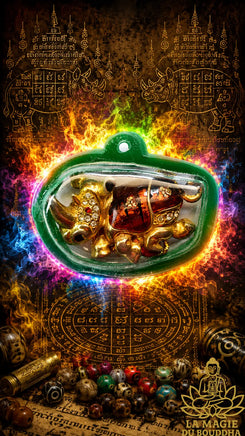 Amulette rhinocéros consacrée par Luang Phor Samrit Kumpiro La Magie du Bouddha.