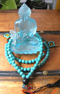 Chapelet Tibétain couleur turquoise - Pour la pratique du Bouddha de médecine Sangye Menla. La Magie du Bouddha.